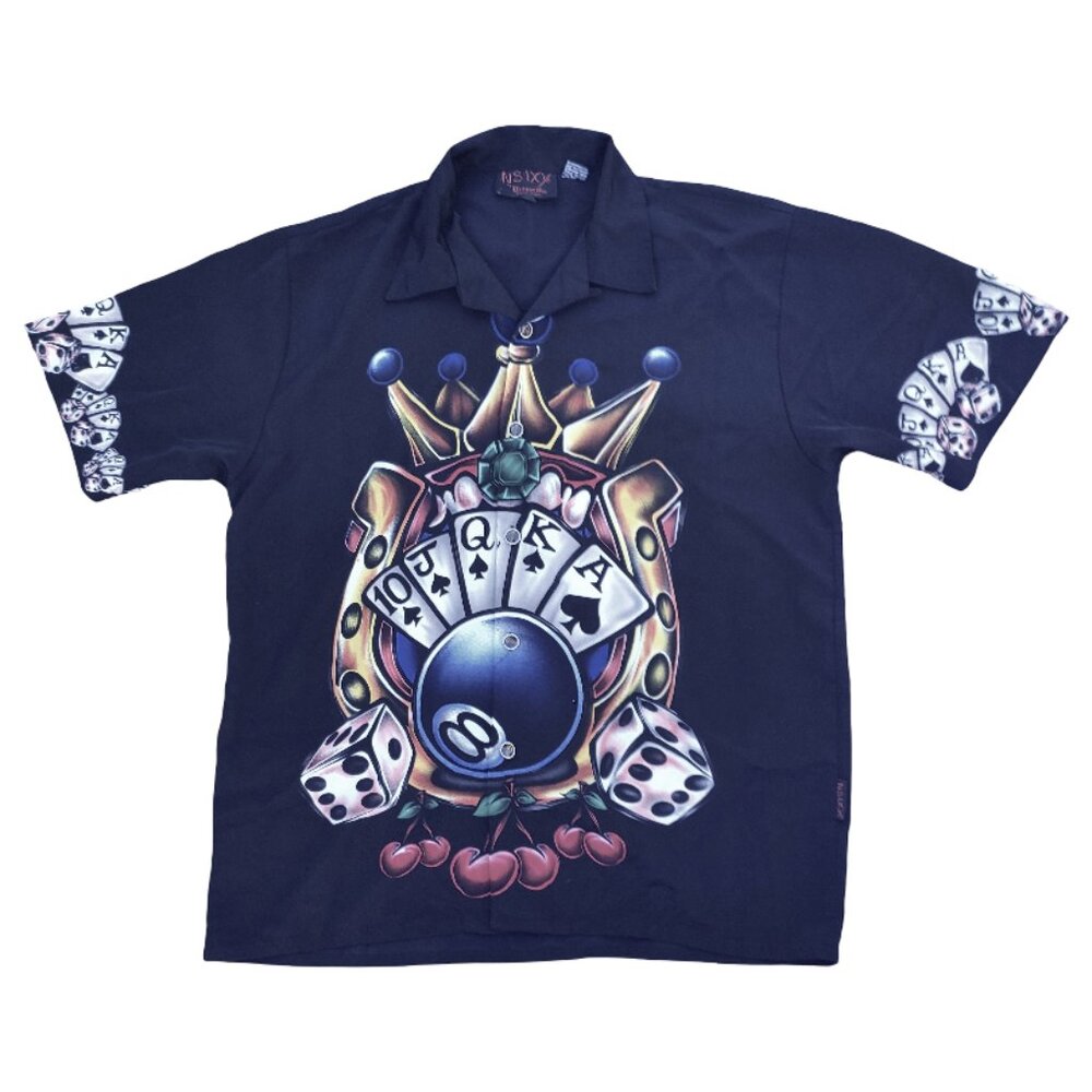 Nikki Sixx NSIXX Dragonfly Shirt Royal Flush 8 Ball Dice Size Large